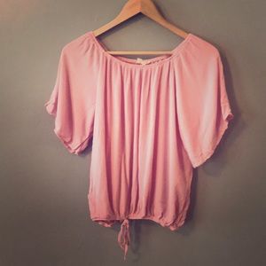 Blush pink off the shoulder top